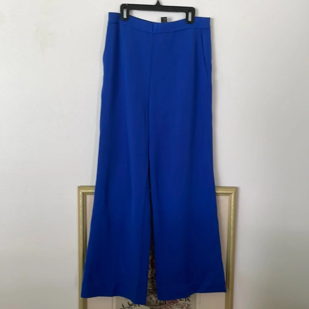 St John Cobalt blue wideleg knit pants stretchy waistband cobalt blue - Picture 1 of 4